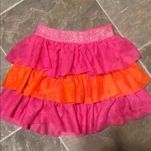 Pink and orange ruffled skirt
